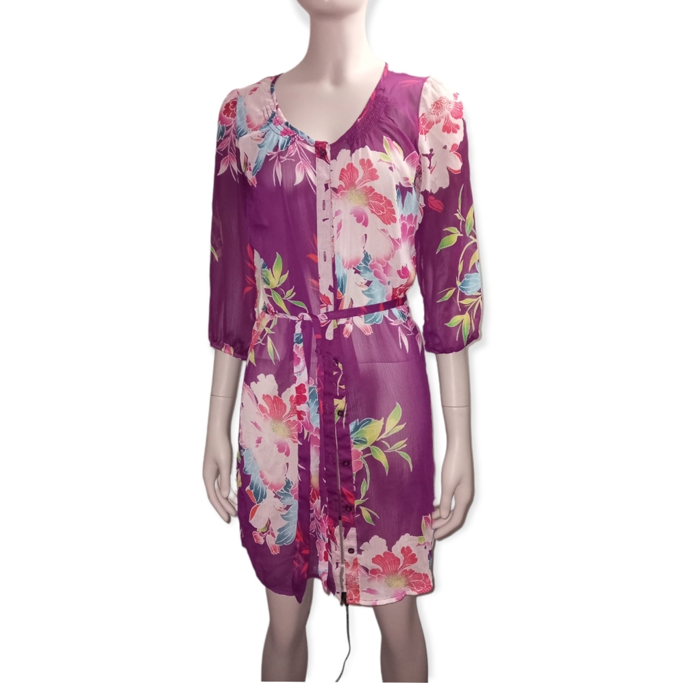 EXPRESS floral print sheer robe size extra small